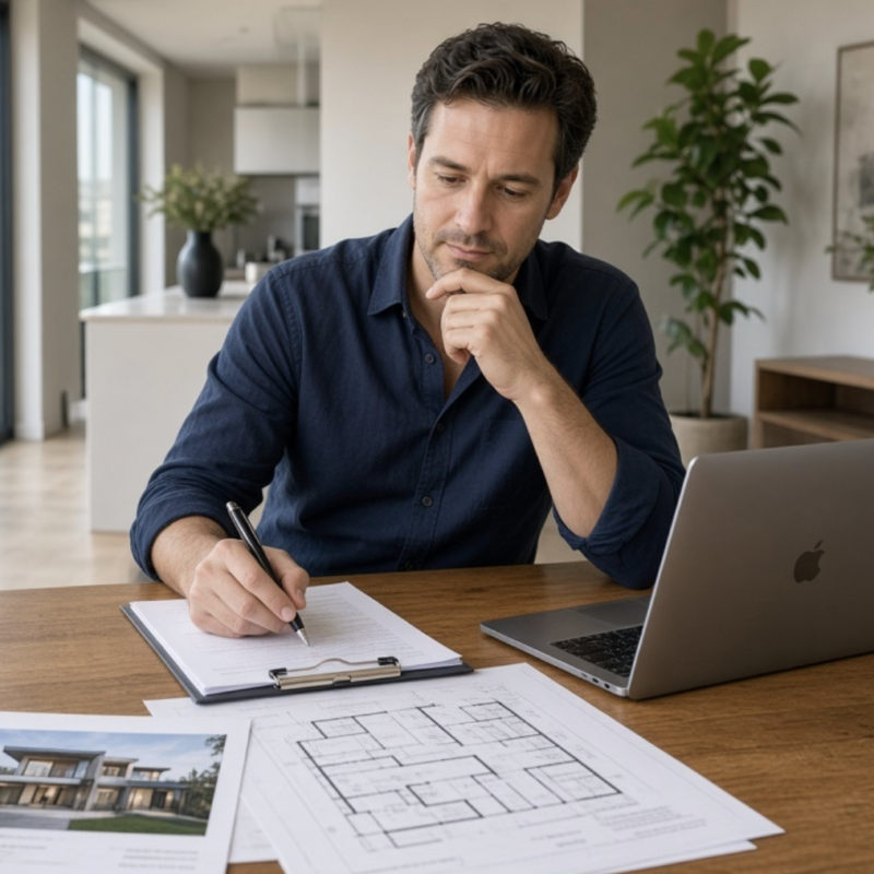 Sydney buyer reviewing property details before making an offer